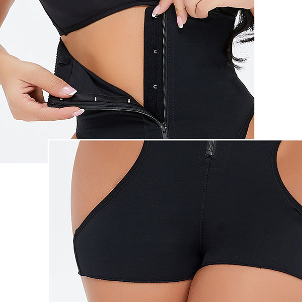 High waist buttoned zipper plastic waist pants