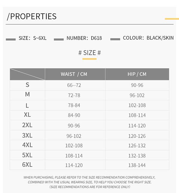 The size chart of Wholesale Body Shaper For Women