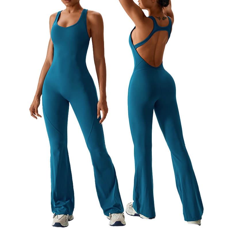 Wholesale Flare Long Bodysuit Dancewear Jumpsuit with Chest Pad – MH133788