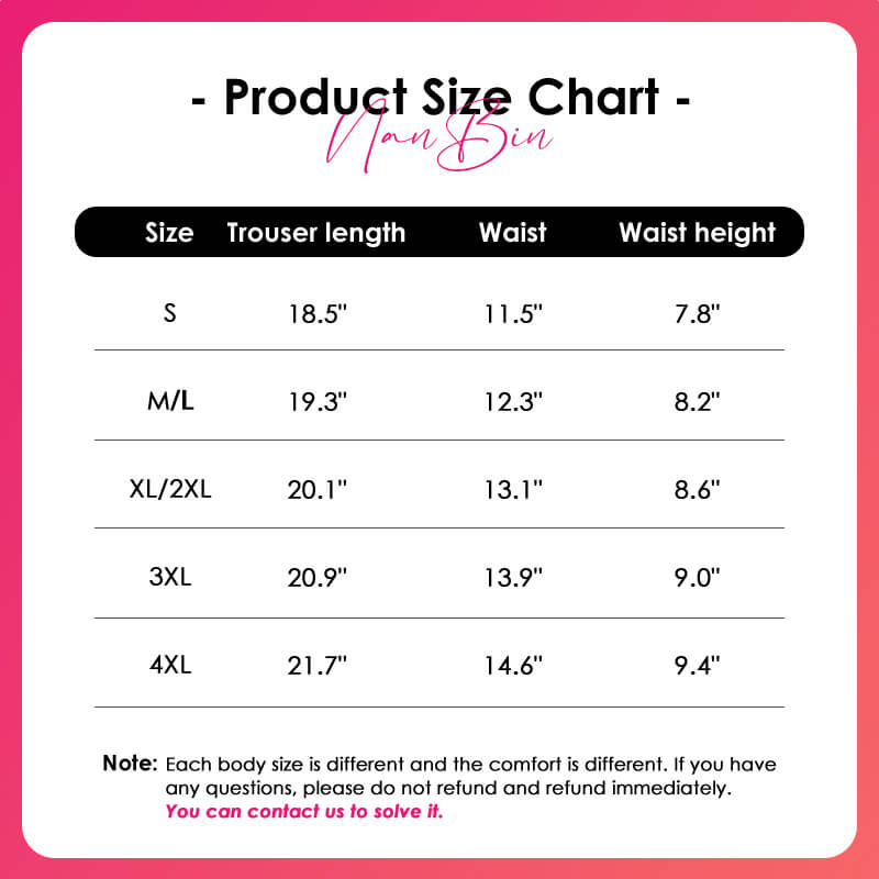 slimming underwear size chart