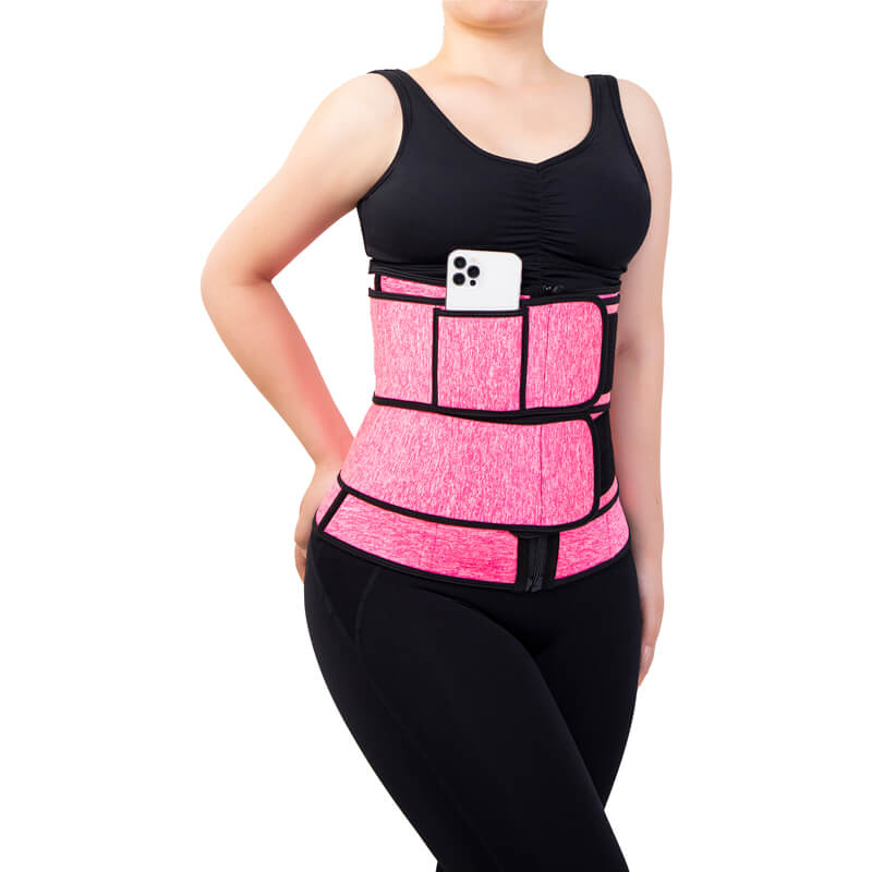 Double Belts Neoprene Waist Trainer With Phone Pocket  - MH1755SP