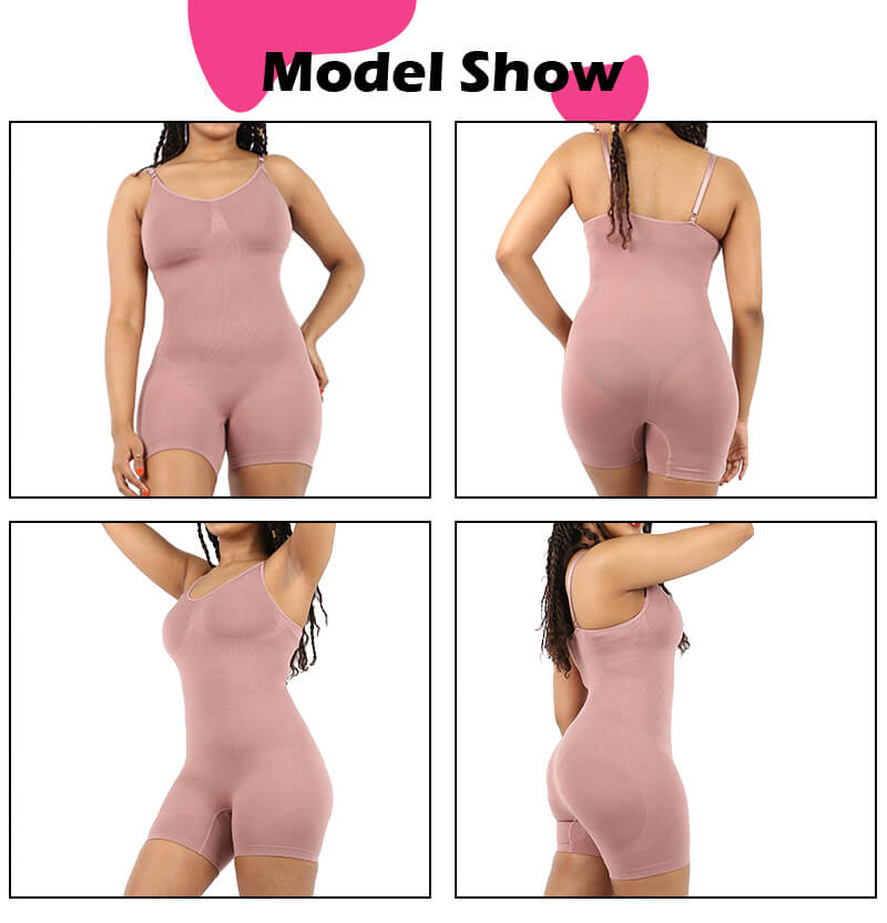 prink seamless full body shapewear by a model detail