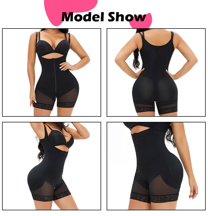 Model show of Full Body Shape Wear, displaying front, back, and side views for maximum coverage