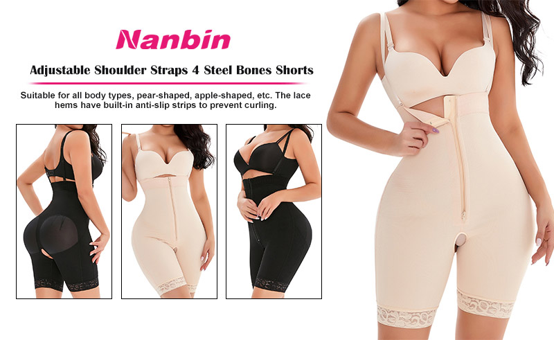 a model poses wearing the beige sculpt lace fajas colombianas shapewear