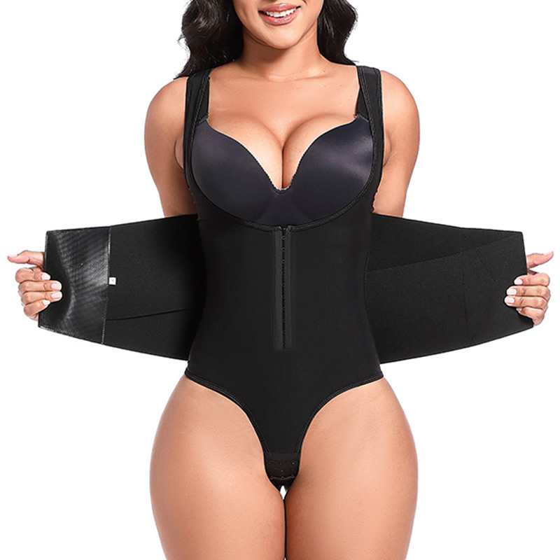 tummy-control-Waist-Trainer-Bodysuit-buckle