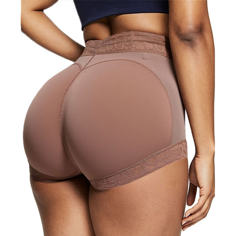 nude sculpt lace High waist tummy control knickers by a model back view
