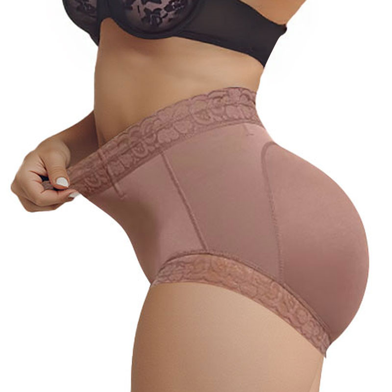 nude sculpt lace High waist tummy control knickers by a model side view