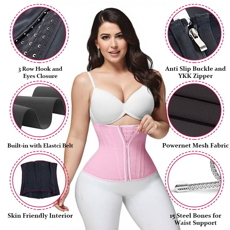 zipper hook tummy control waist trainer by detail