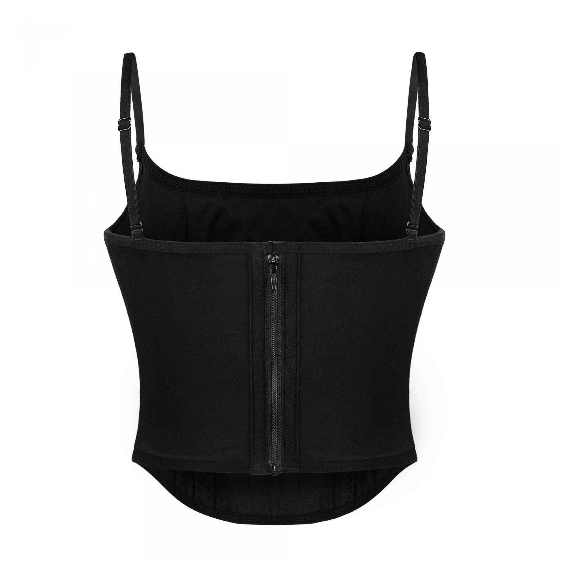 Rear Zipper Adjustable Straps Square Neck Corset back view