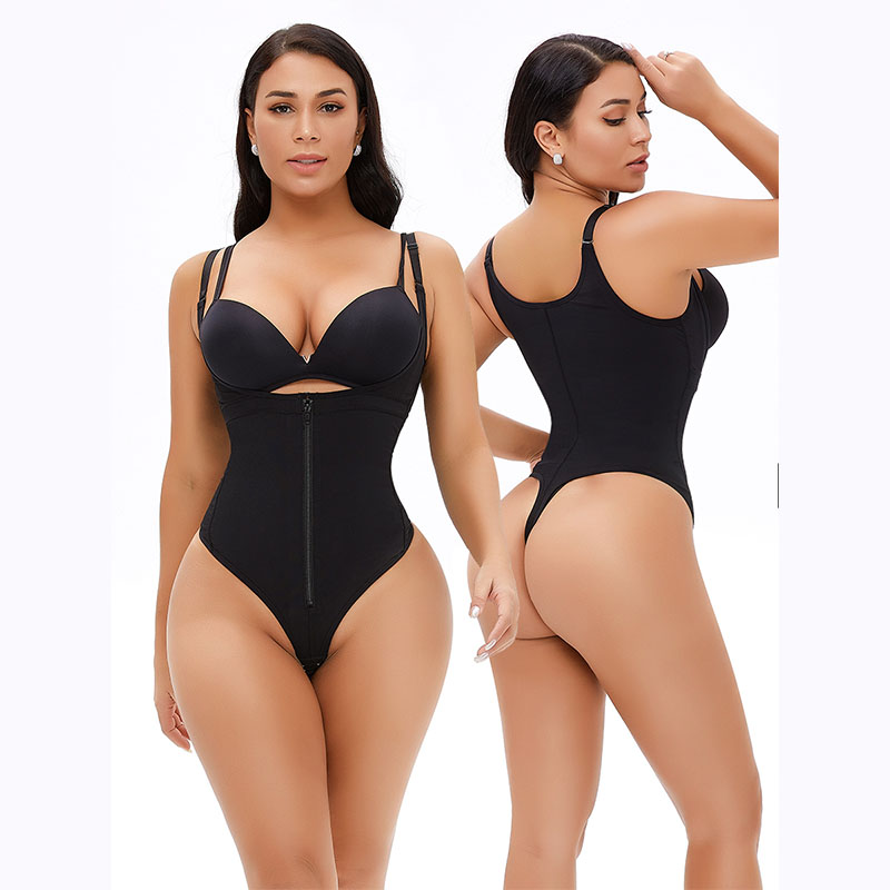 Full Body Plus Size Open Bust Thong Bodysuit model