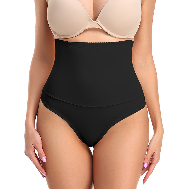 Women Sexy Slimming Body Butt Lifter High Waist Lace Thong Shapewear by a model front view