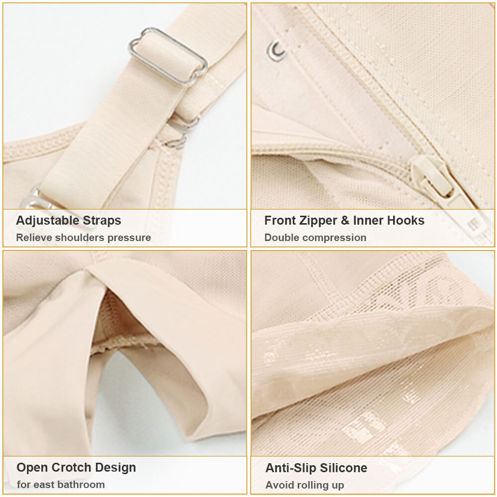 details of post surgery fajas colombianas shapewear bodysuit