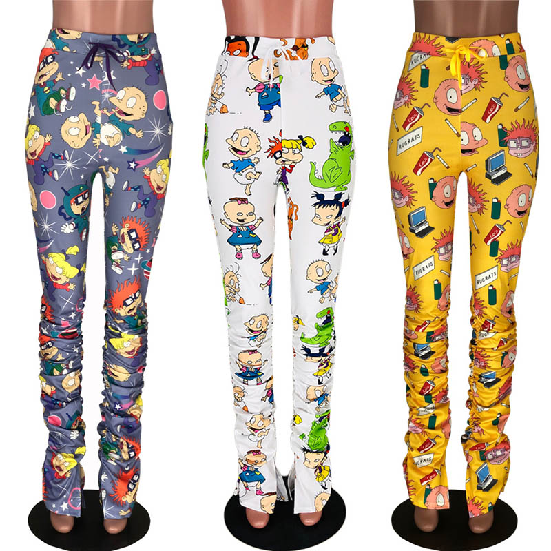 Cartoon patterned Stacked Joggers
