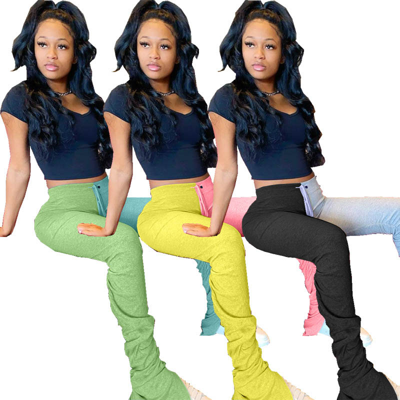 Color-blocked Women Stacked Joggers