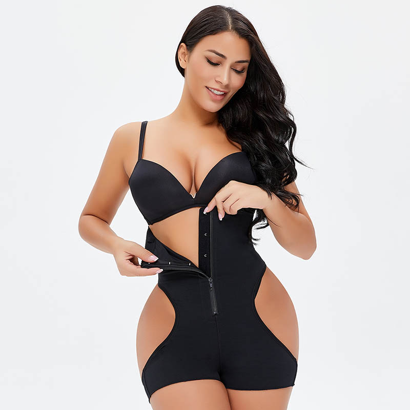 Wholesale Butt Lifter Tummy Control Zip Up Full Body Shaper - MHW100026B