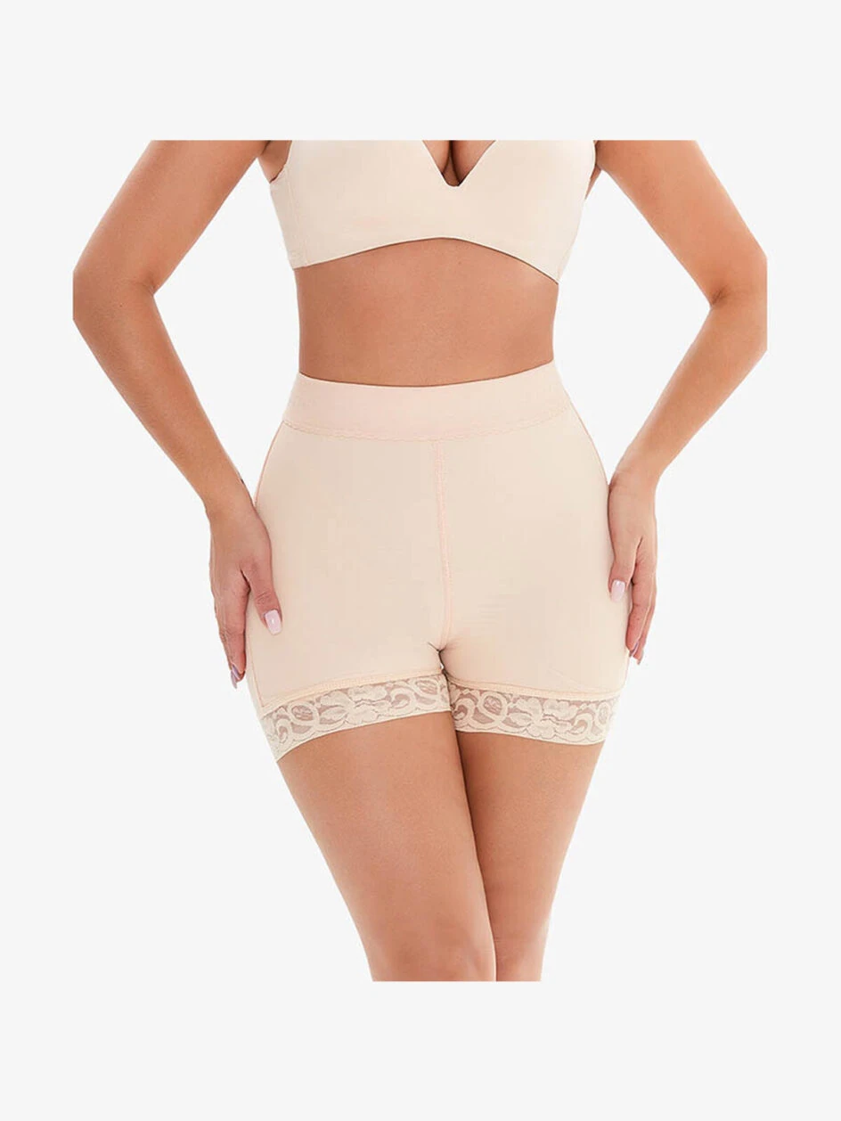 calções modeladores com acabamento em renda