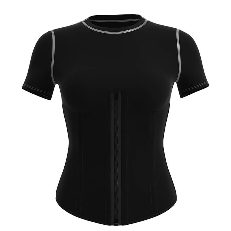 ODM Milk Fiber Tummy Shaper Zipper  Body Shaper T-shirt  MHW100279B