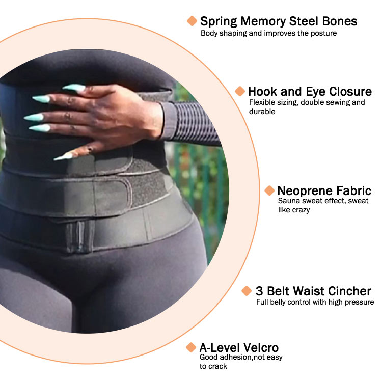 Neoprene Waist Trainer for Women 3 Straps Tummy Control Workout Corset
