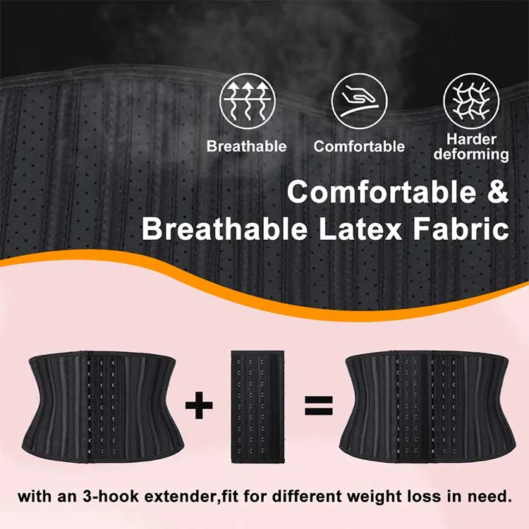 Short torso latex waist trainer corset - alternate view