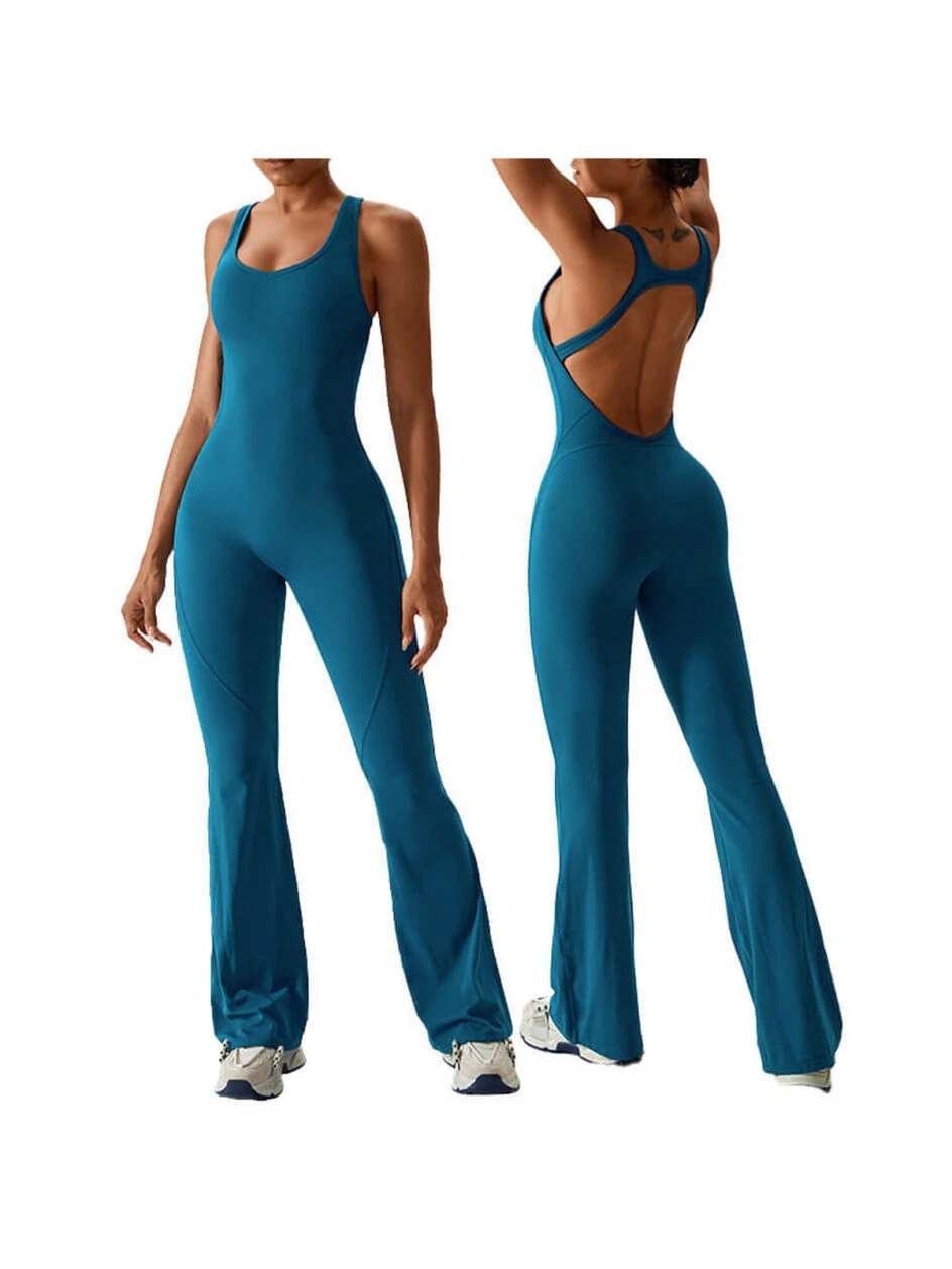 Flare Long Bodysuit Dancewear Jumpsuit with Chest Pad – MH133788