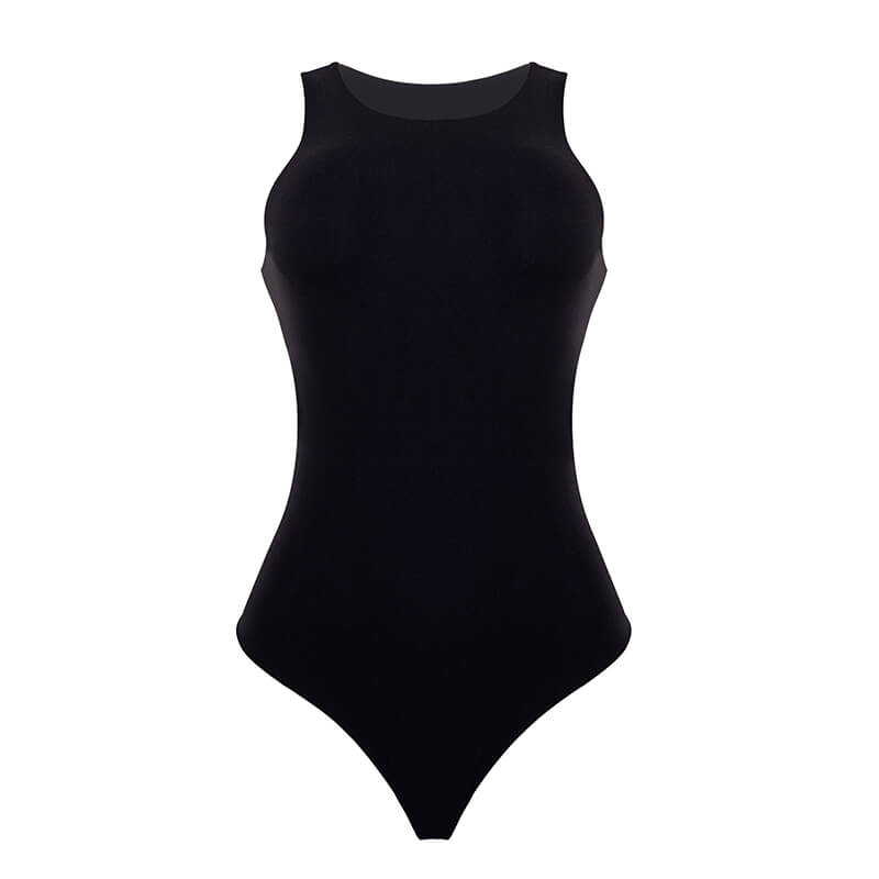 Black Crew Neck Sleeveless Bodysuit MT000302B