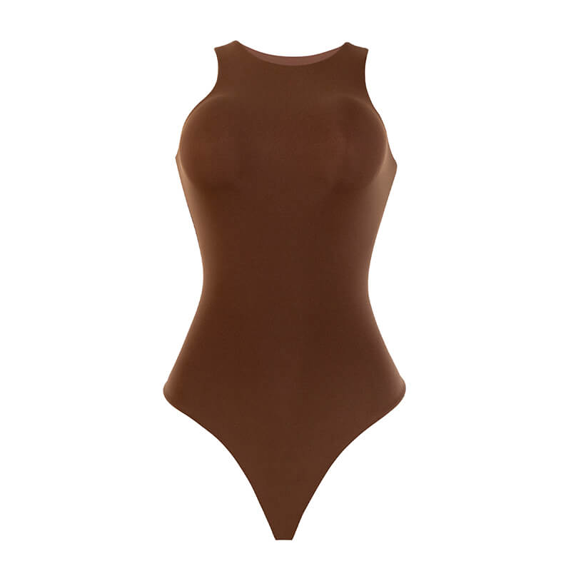 Black Crew Neck Sleeveless Bodysuit MT000302B