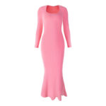 Wholesale Bodycon Maxi Built in Bra Women Lounge Dresses, Pink, MT000343