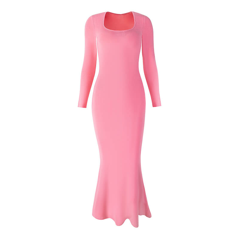 Wholesale Bodycon Maxi Built in Bra Women Lounge Dresses, Pink, MT000343