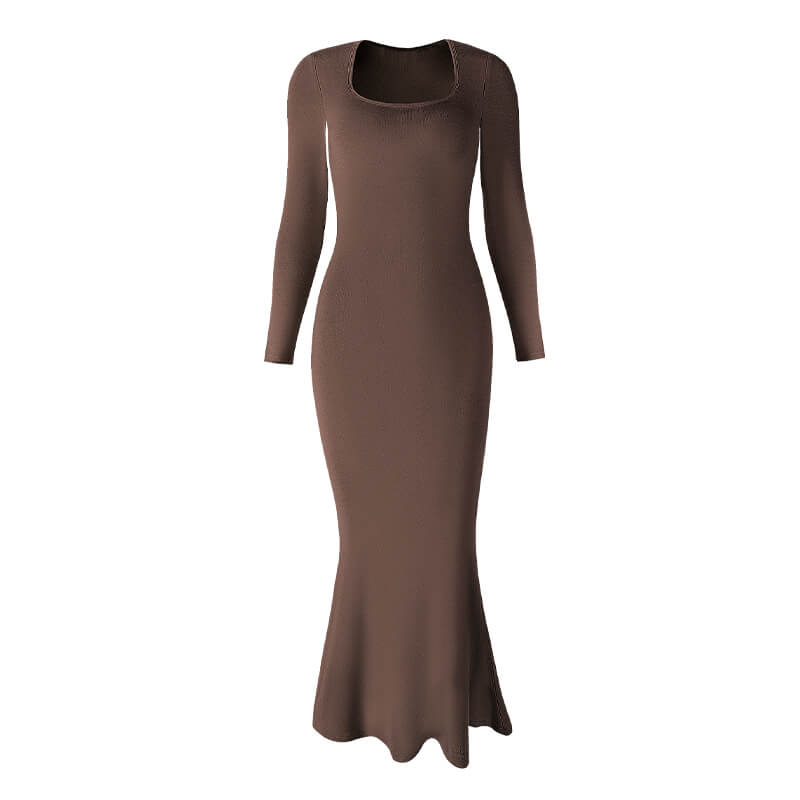 Wholesale Bodycon Maxi Built in Bra Women Lounge Dresses, Brown, MT000343 - alternate view