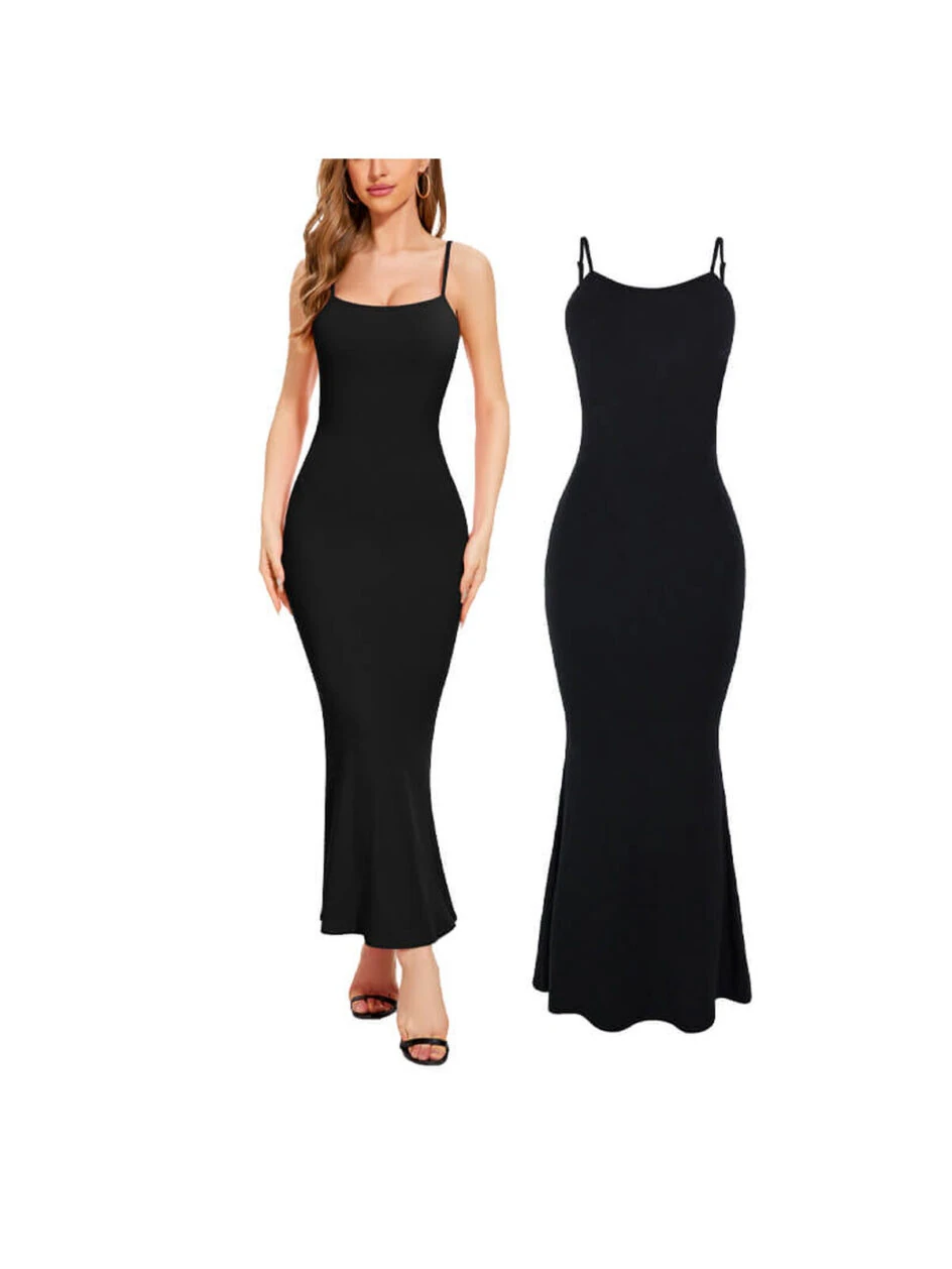 Lounge Dress Soft Lounge Long Slip Dress in Black – MT000298B