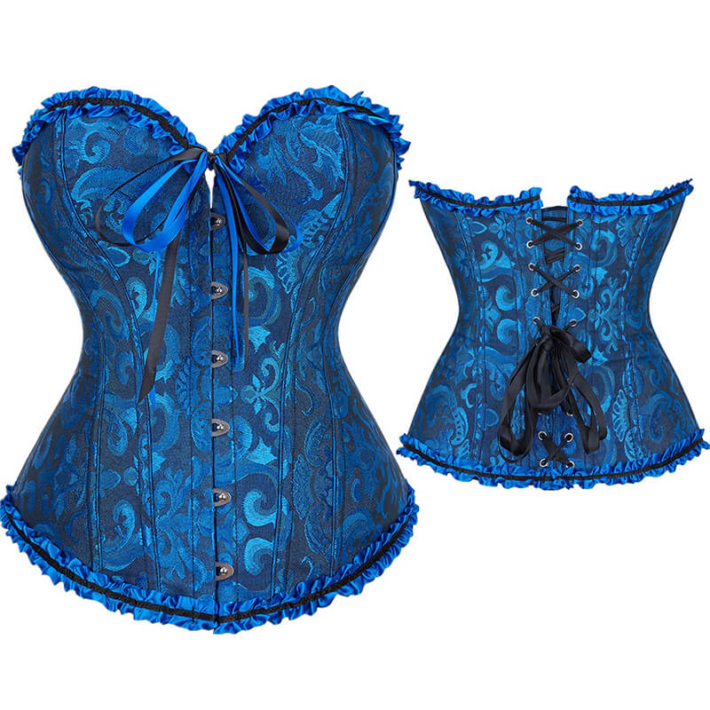 Wholesale Lace Up Boned Overbust Corset Bustier – MH1035