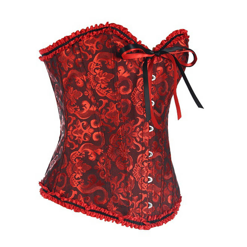 Wholesale Lace Up Boned Overbust Corset Bustier – MH1035