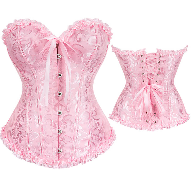 Wholesale Lace Up Boned Overbust Corset Bustier – MH1035