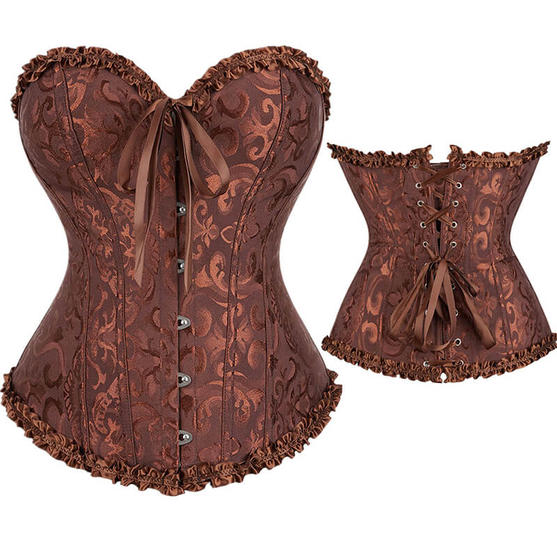 Wholesale Lace Up Boned Overbust Corset Bustier – MH1035