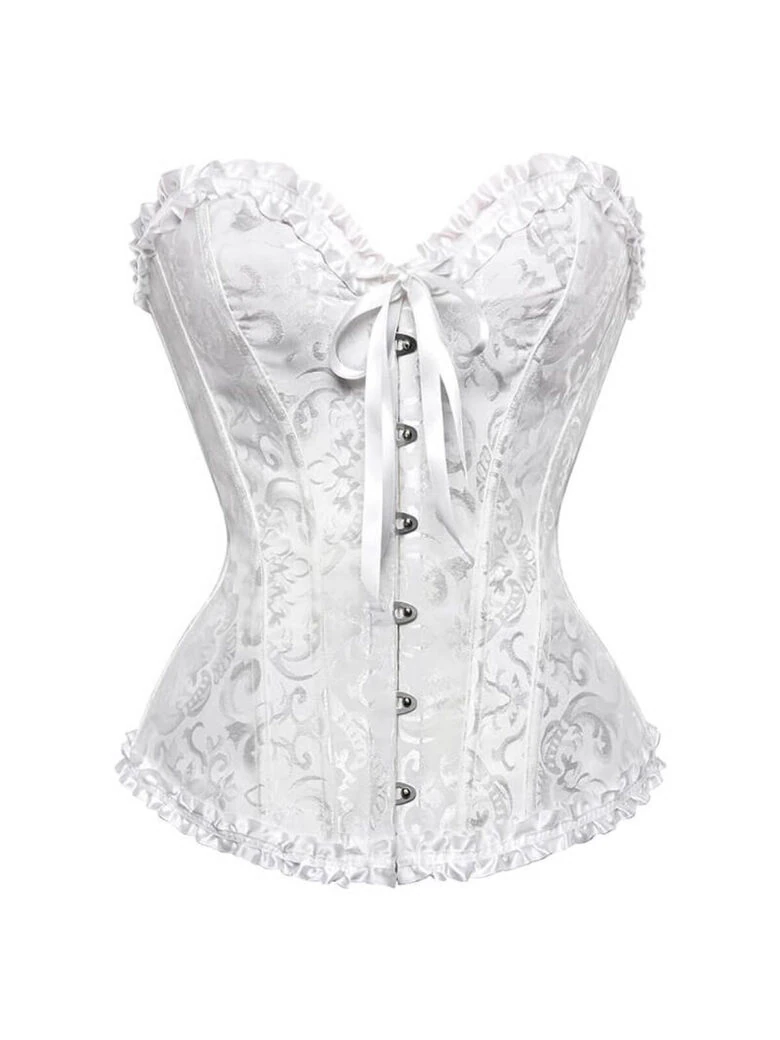 Lace-up boned overbust corset bustier