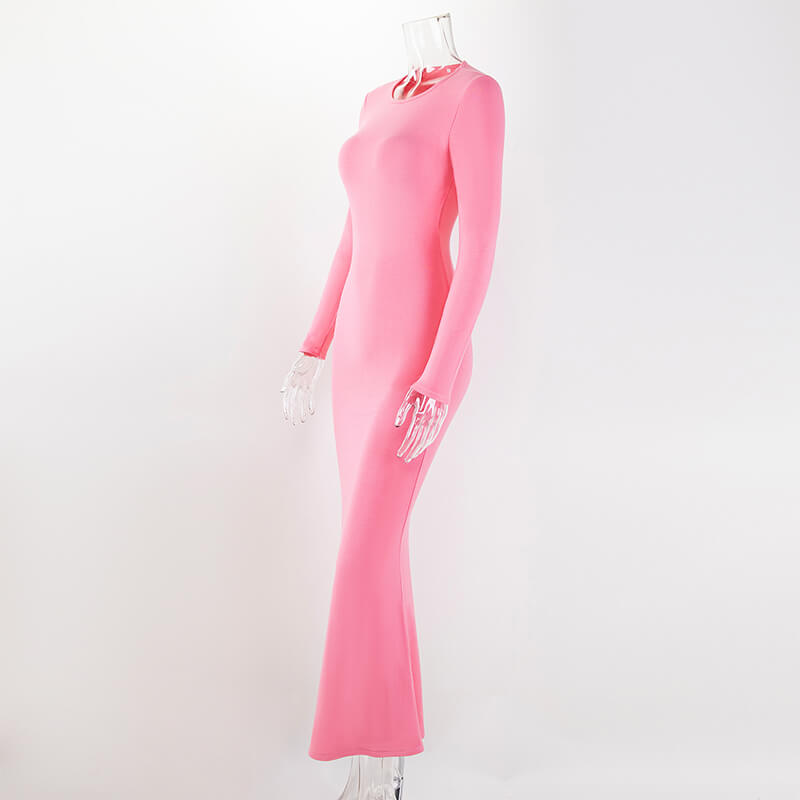 Custom Soft Lounge Crew Neck Long Dress, Long Sleeve, MT000363P - alternate view