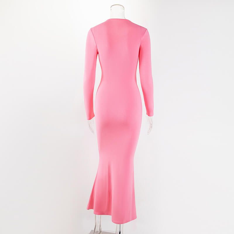 Custom Soft Lounge Crew Neck Long Dress, Long Sleeve, MT000363P