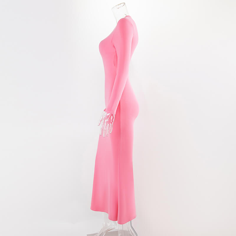 Custom Soft Lounge Crew Neck Long Dress, Long Sleeve, MT000363P