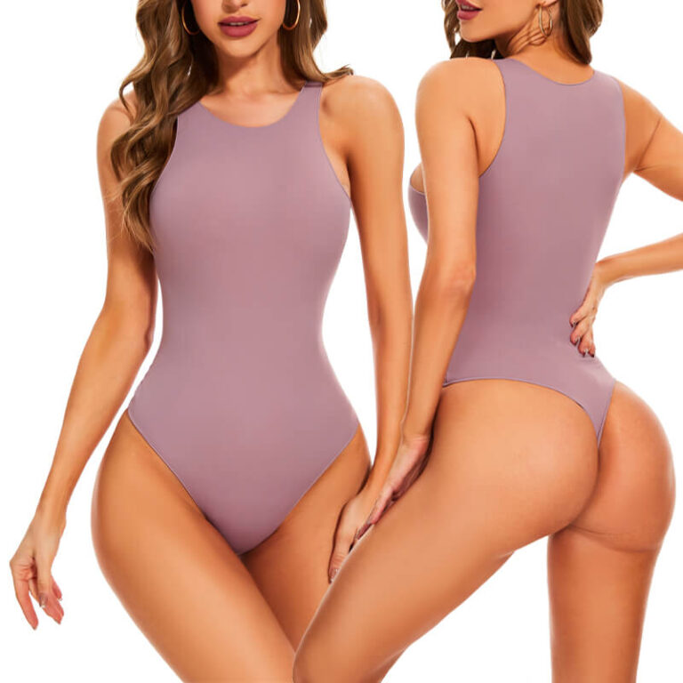 NANBIN Factory Wholesale High Neck Bodysuit In Purple MT000354PU