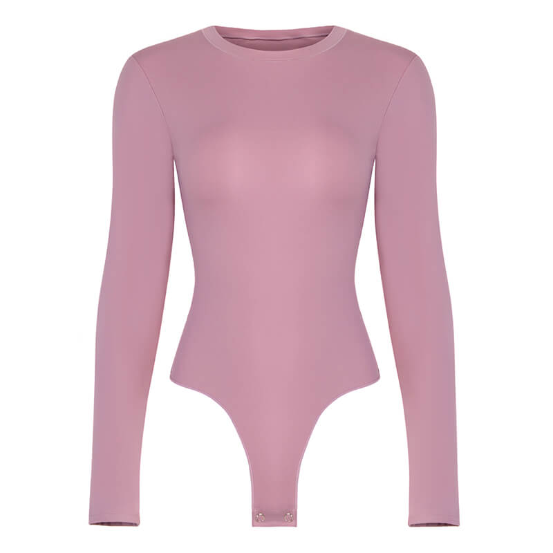 NANBIN Factory Wholesale Crew Neck Long Sleeve Bodysuit In Purple MT000361PU