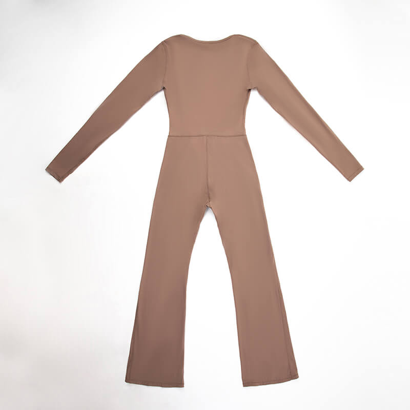 Custom Long Sleeve Flare Leg Jumpsuits Square Neck Full Length Romper MH133838K