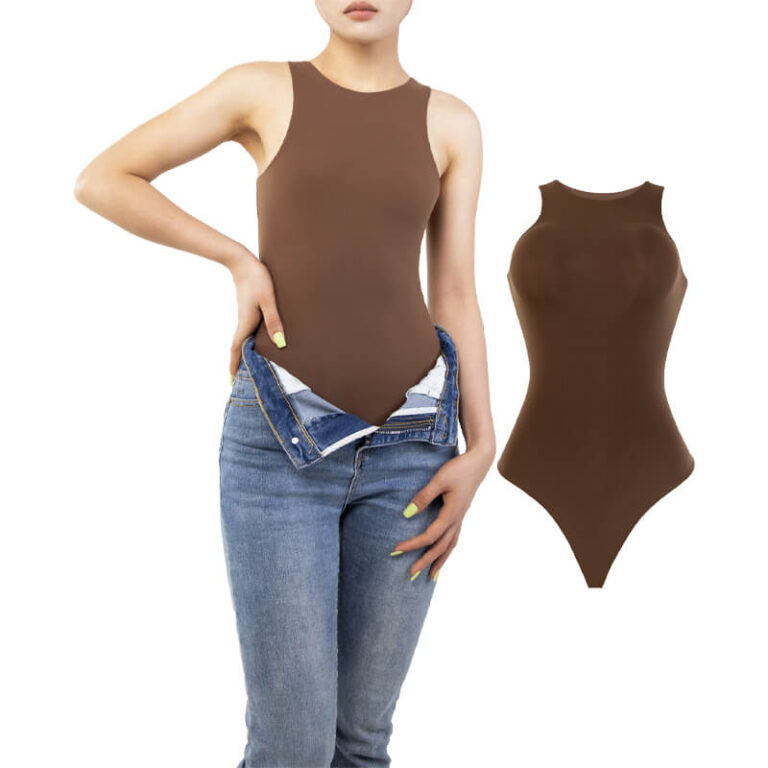 Wholesale Sleeveless Racer Back Crew Neck Bodysuit – MT000302K