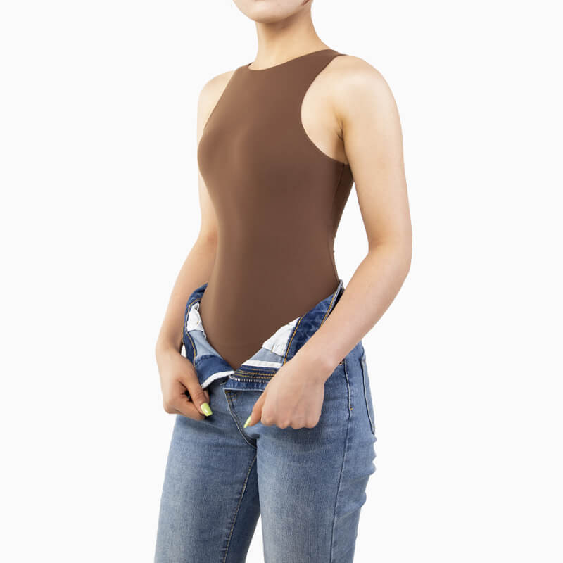 Wholesale Sleeveless Racer Back Crew Neck Bodysuit - MT000302K