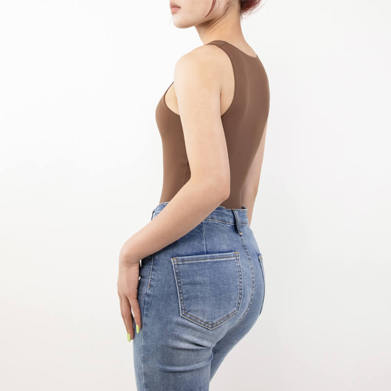 Wholesale Sleeveless Racer Back Crew Neck Bodysuit - MT000302K