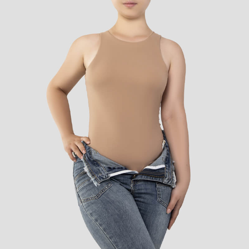 Wholesale Sleeveless Racer Back High Neck Bodysuit – MT000302N - alternate view