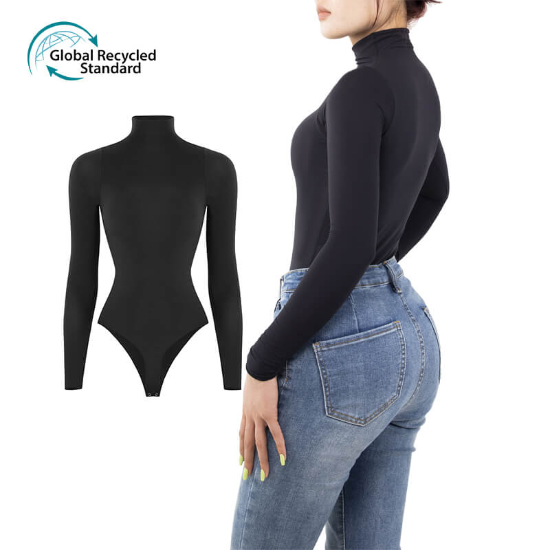 Wholesale Long Sleeve High Neck Bodysuit In Black – MT000303B