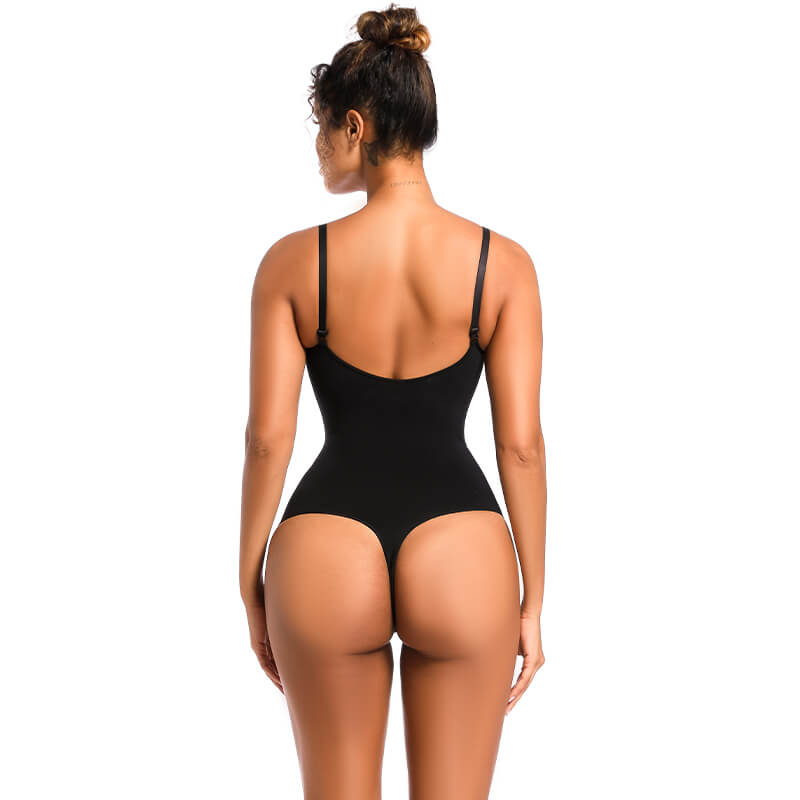 Wholesale Smooth Contour Black Thong Bodysuit - MT000301