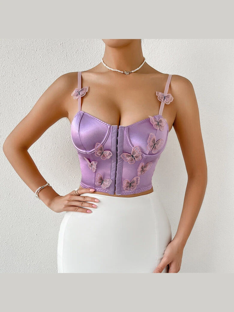 Satin spaghetti-strap camisole corset top