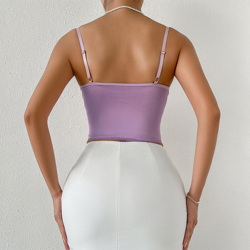 Custom Purple Satin Spaghetti Straps Camisole Corset Top HG523006