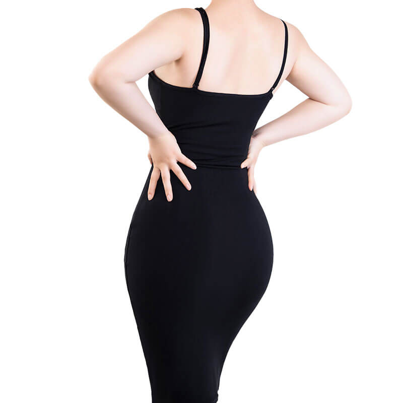Wholesale Dress Built in Shapewear V Neck Black - MT000263B